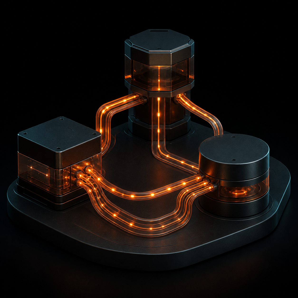 Abstract signal network representing connected growth operations