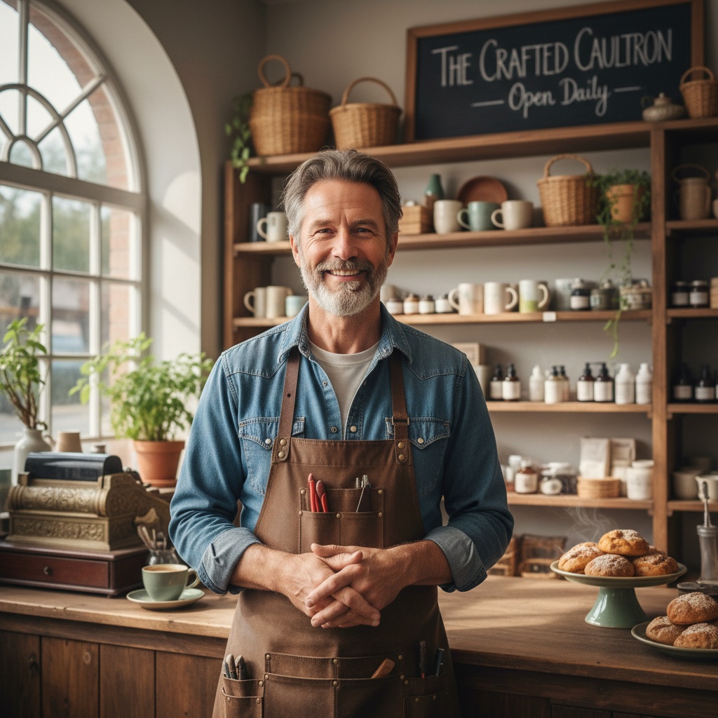 Small business owner focused on their work